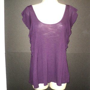 American Eagle Outfitters Festival T Women's Size M Purple Flutter Sleeves